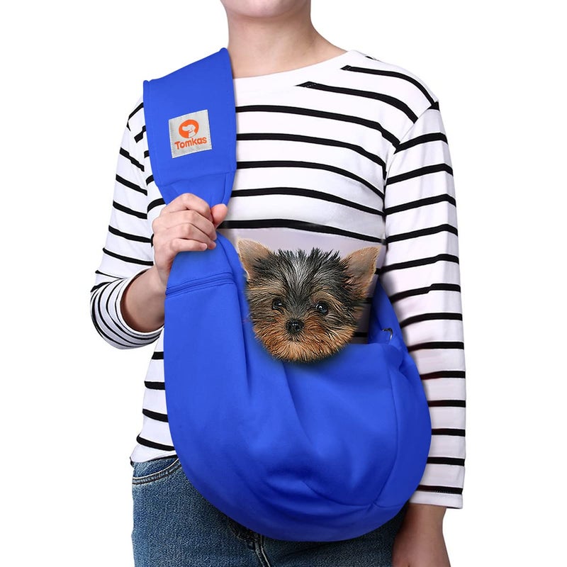 Tomkas Dog Sling Carrier for Small Dogs - Royal Blue, Adjustable Strap & Zipper Pocket, Up to 10 lbs. Perfect Puppy Carrier for Small Dogs - Image 1